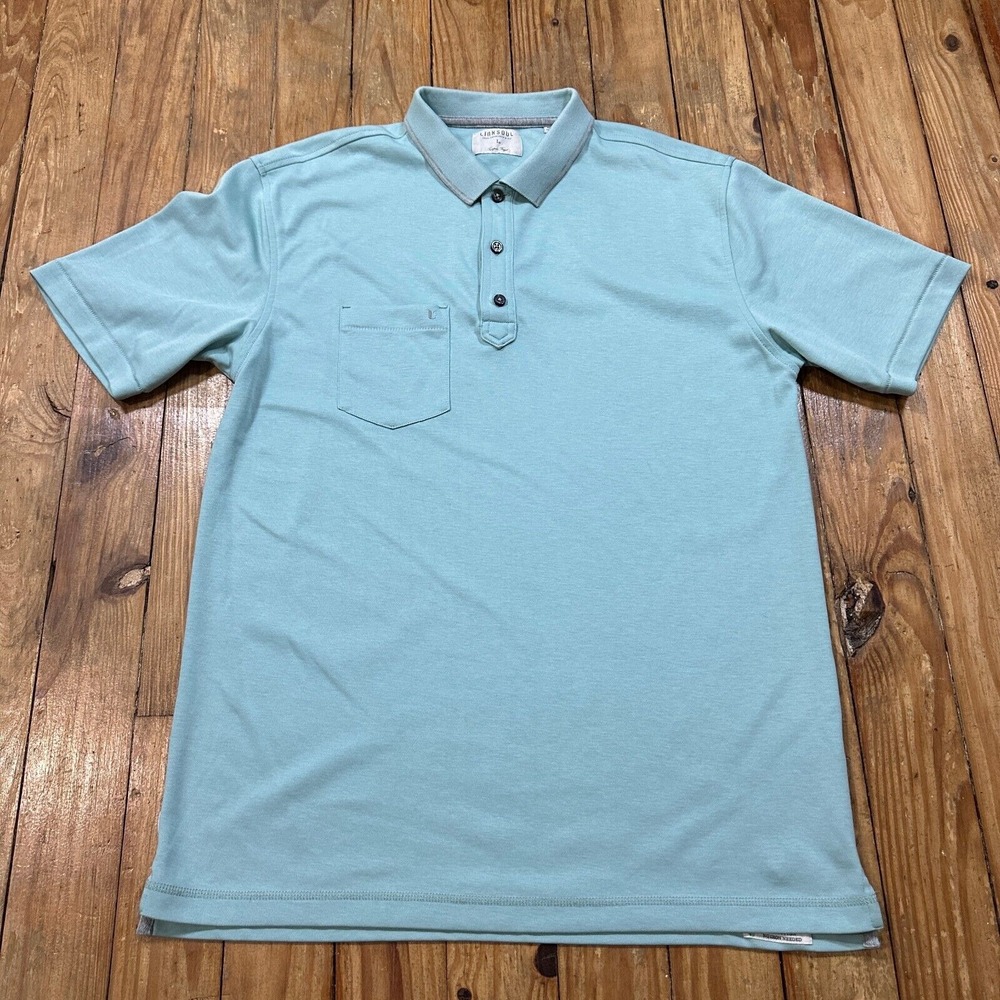Linksoul Polo‎ Shirt Mens Large Blue Pocket No Iron Preppy City Golf